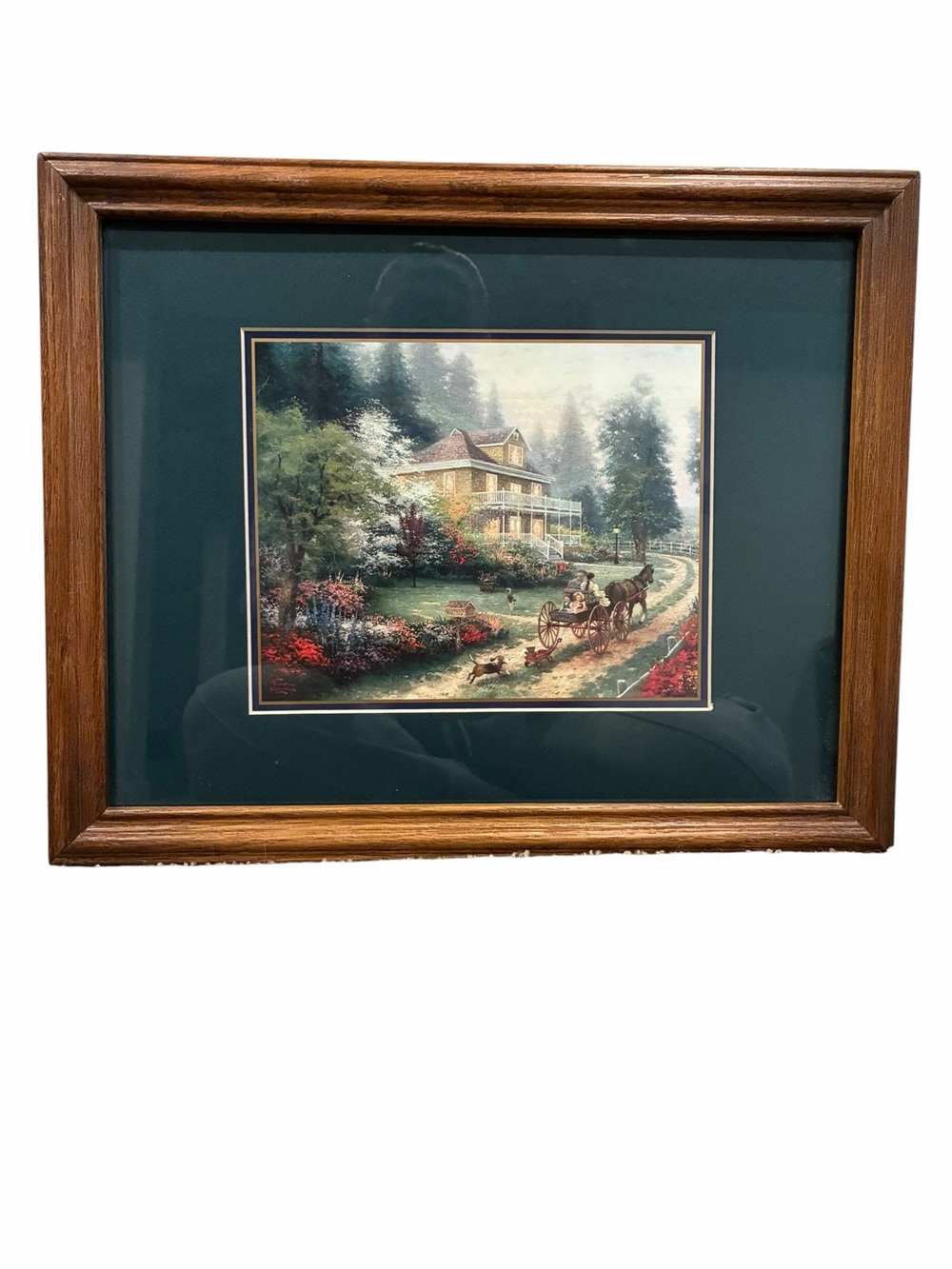 Framed Sunday at Apple Hill by Thomas Kinkade carriage flowers family nostalgia